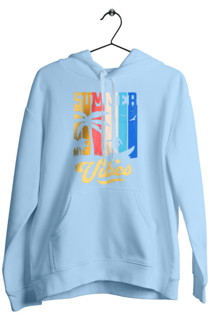 Men`s hoodie with prints Summer Vibes Beach. Beach, sea, summer, surfing, tropics, vacation. 2070702