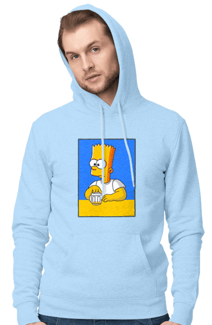 Men`s hoodie with prints Bart is a beer lover. Bart, bart simpson, cartoon characters, cartoons, simpsons, ukrainian flag. 2070702