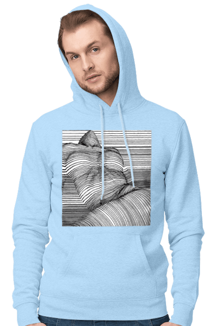 Чоловіче худі з принтом "Дівчина В Смужку". Гола, сиськи. 2070702