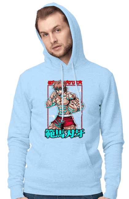 Men's hoodie with prints Hanma Baki. Anime, baki fighter, hanma baki, manga, martial arts, tv series. 2070702