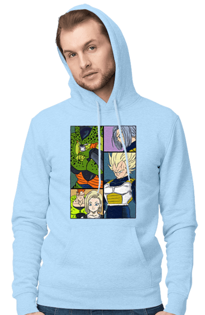 Men's hoodie with prints Dragon Ball. Anime, dragon ball, goku, manga, tv series, vegeta. 2070702