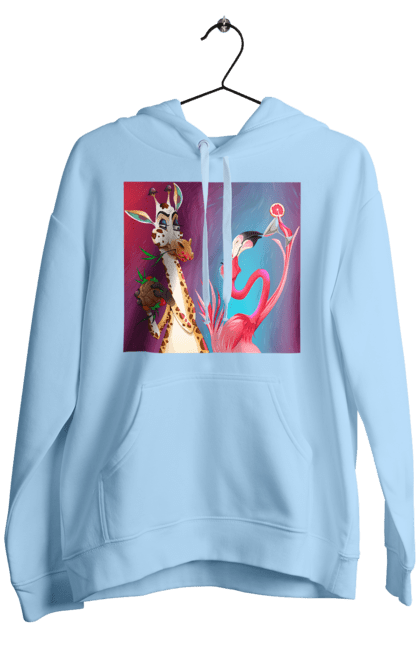 Чоловіче худі з принтом "Жираф І Фламінго На Вечірці". Жираф, їжа, коктейль, фламінго. 2070702