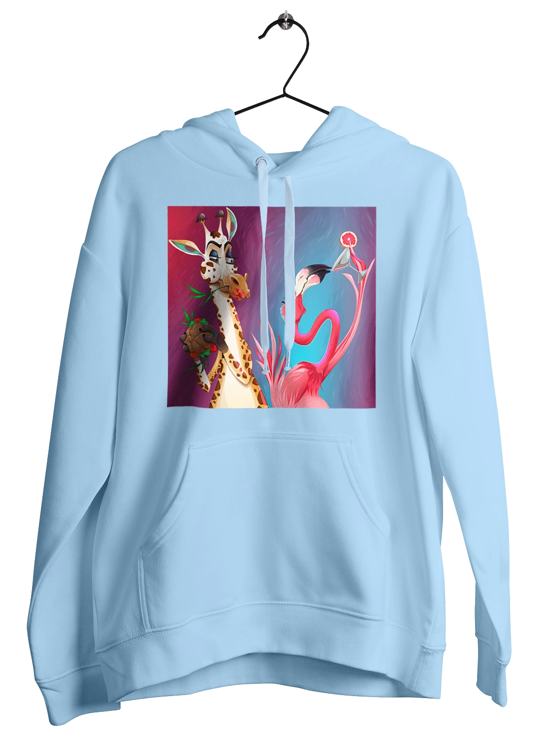 Giraffe And Flamingo At The Party