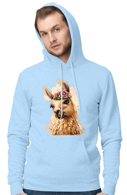 Чоловіче худі з принтом "Лама Портрет". Лама, портрет, тварина. 2070702