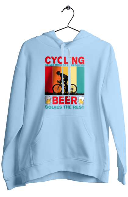 Чоловіче худі з принтом "Cycling Beer". Алкоголь, брутальні, велосипед, веселі, для спортсменів, літні, пиво, спорт, чоловічі. 2070702