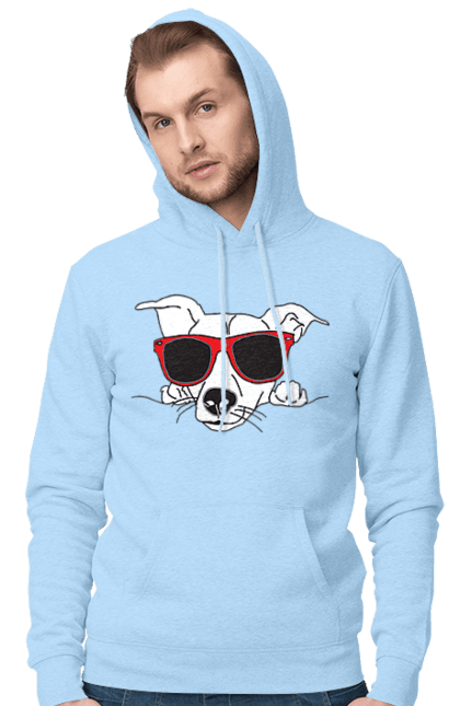 Чоловіче худі з принтом "Собака Визирає". Визирати, окуляри, собака. 2070702