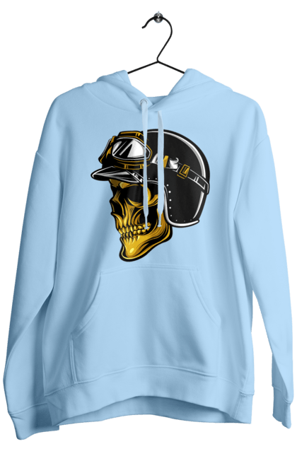 Чоловіче худі з принтом "Череп в мотошоломі". Крутий, очі, череп, шолом. 2070702