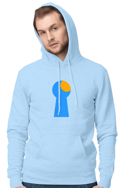 Men`s hoodie with prints Замочная скважина. Castle, cleft, door, interest, key, light through, open the door, well. 2070702