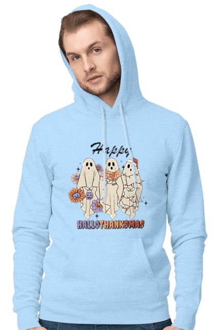 Men's hoodie with prints Halloween Ghost. Costume, ghost, halloween, holiday, october, october 31, scary, sweets, trick or treat. 2070702