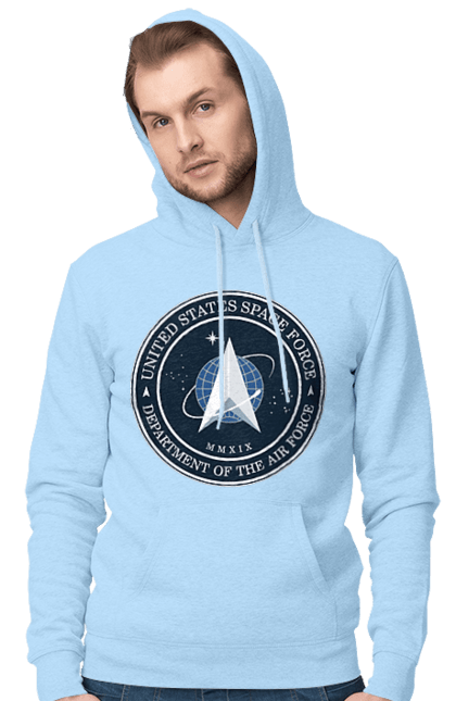 Men's hoodie with prints United States Space Force. Emblem, political, politics, space, space force, space travel, united states, ussf. 2070702