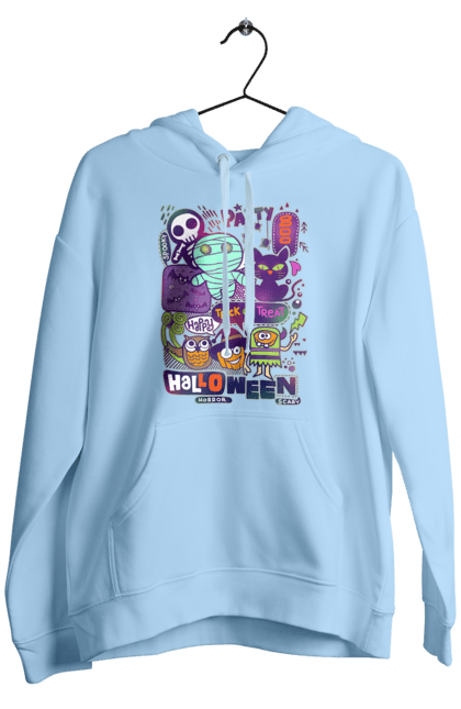 Men's hoodie with prints Halloween Trick or Treat. Costume, ghost, halloween, holiday, october, october 31, pumpkin, skeleton, sweets, trick or treat. 2070702