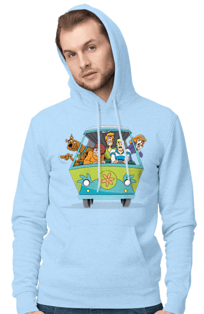 Men`s hoodie with prints Scooby Doo Machine. Car, cartoon, dog, scooby doo. 2070702