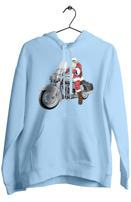 Чоловіче худі з принтом "Санта На Мотоциклі". Мотоцикл, новий рік, санта, свято. 2070702
