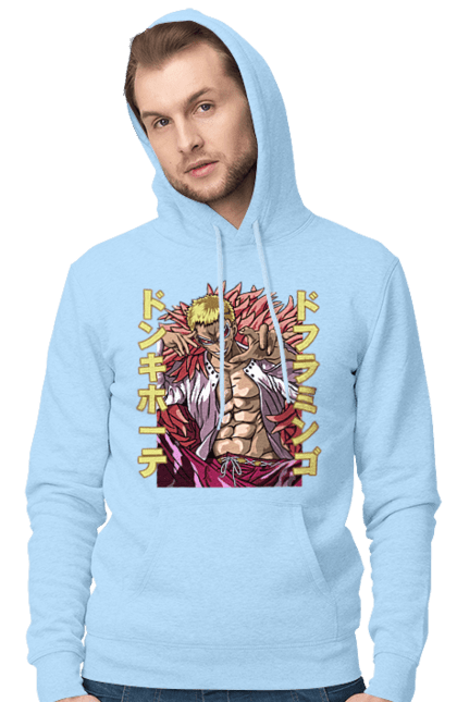 Men's hoodie with prints One Piece Donquixote Doflamingo. Anime, donquixote doflamingo, heavenly yaksha, manga, one piece, straw hat pirates. 2070702