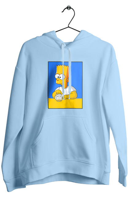 Men`s hoodie with prints Bart is a beer lover. Bart, bart simpson, cartoon characters, cartoons, simpsons, ukrainian flag. 2070702