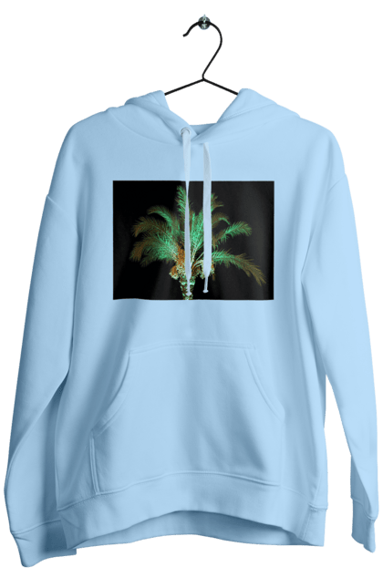 Чоловіче худі з принтом "Фінікова Пальма Вночі". Берег, відпочинок, відпустка, зелений, море, ніч, оазис, океан, острів, пальма, південь, подорож, пригоди, тропіки, фінікова, чорне. 2070702