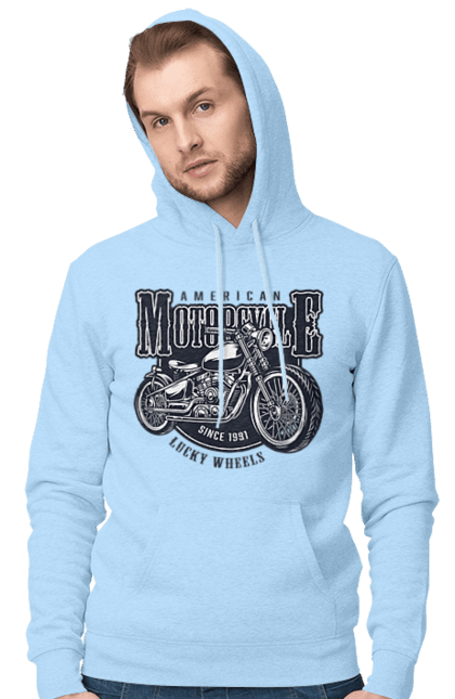 Чоловіче худі з принтом "Крутий vintage мотоцикл". Америка, вінтаж, вінтажний, гарний, мотоцикл, мотоцикли, ретро, стильно, стильовий, чоловічий. 2070702
