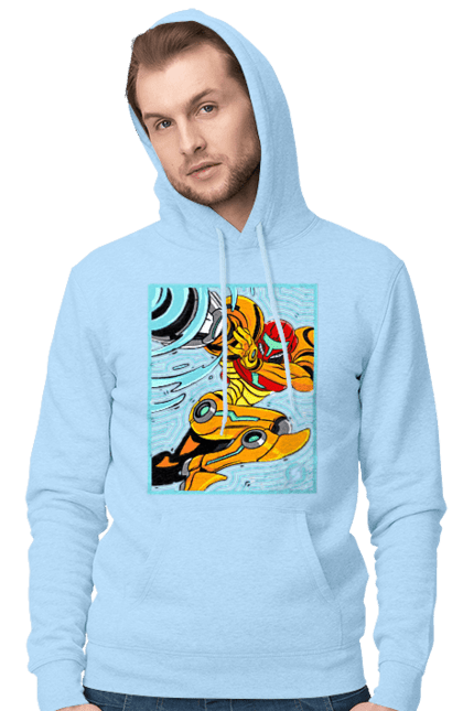 Men's hoodie with prints Metroid Samus Aran. Game, head hunter, heroine, metroid, power suit, samus aran, video game. 2070702