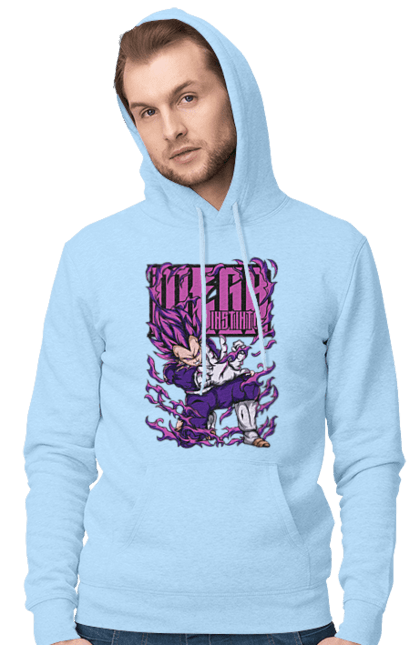 Men's hoodie with prints Dragon Ball Vegeta. Anime, dragon ball, goku, manga, tv series, vegeta. 2070702