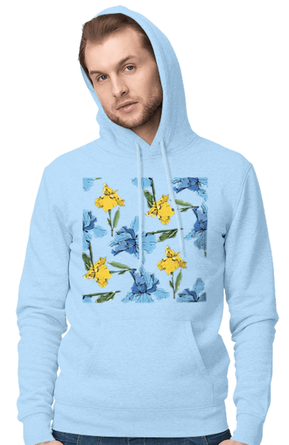 Чоловіче худі з принтом "Квіти Іриси". 8 березня, andreyanush, весна, весняний подарунок, день матері, день народження, літній подарунок, літо, подарунок дружині, подарунок коханій, подарунок мамі. 2070702