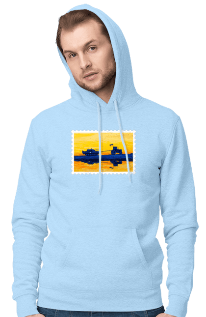 Men`s hoodie with prints New brand, tractor pulling tank. Brand, good evening, no war, tractor troops, ukraine stamp, ukrposhta, ukrposhta stamp. 2070702