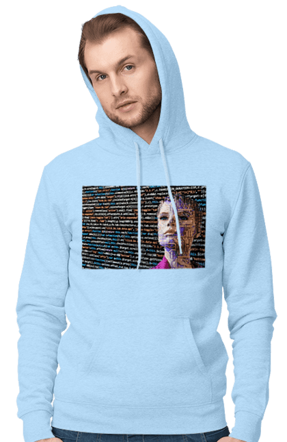 Чоловіче худі з принтом "Штучний Розум". Айті, айтішник, гик, жінка, знання, інженер, інтелект, кібер, кібернетика, кіборг, код, комп, комп`ютерник, кристал, машинне навчання, мікросхема, мозок, портрет, програміст, професіонал, професія, розробник, розум, світиться, світло, хакер, чіп, штучний інтелект, штучний розум. 2070702