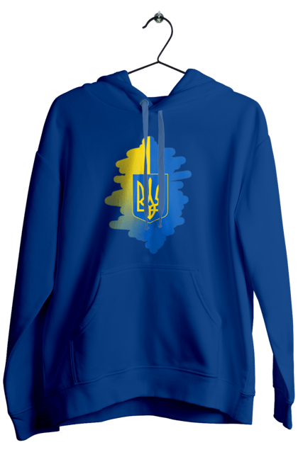 Чоловіче худі з принтом "Герб України". Герб україни, державні кольори, жовто бдакитний, прапор, символіка україни, тризуб україни, україна. futbolka.stylus.ua