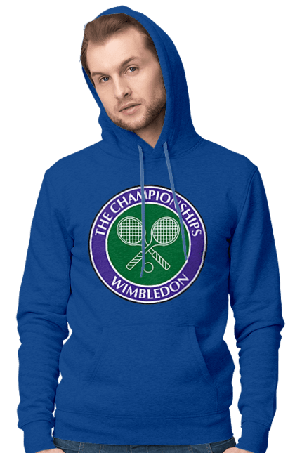 Чоловіче худі з принтом "Wimbledon тенісний турнір". Великий теніс, велокобритання, гравці, лондон, м`яч, призовий фонд, ракетка, спонсор, турнір на траві, турнірна сітка. aslan