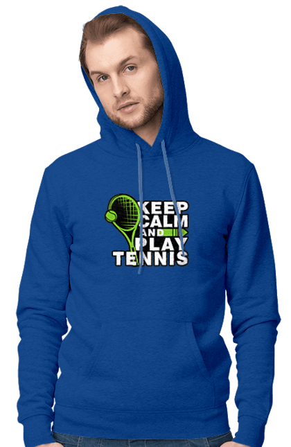 Чоловіче худі з принтом "Keep Calm And Play Tennis". Keep calm, великий теніс, зберігай спокій, спорт, теніс, тенніс. aslan
