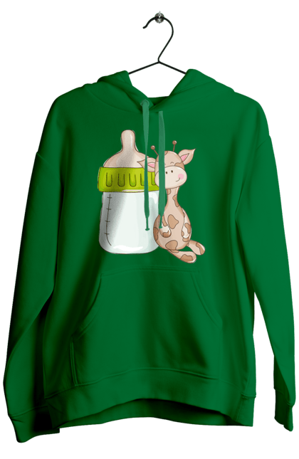 Чоловіче худі з принтом "Жираф з пляшкою". Жираф, малюк, пляшка для малюка. futbolka.stylus.ua