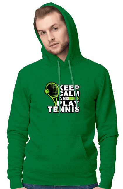 Чоловіче худі з принтом "Keep Calm And Play Tennis". Keep calm, великий теніс, зберігай спокій, спорт, теніс, тенніс. aslan
