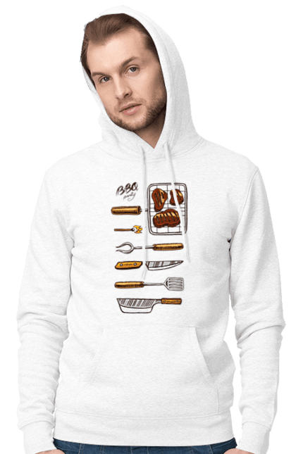 Men`s hoodie with prints Barbecue Party. B-b-q, fry, meat. 2070702