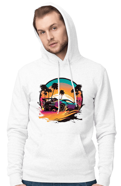 Чоловіче худі з принтом "Ламборджині Сінтвейв". Авто, автомобіль, ламба, ламборджині, машини, сінтвейв. 2070702