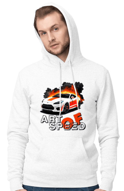 Чоловіче худі з принтом "Швидкість". Авто, автомобіль, автомобільний, гонка, швидкість. 2070702