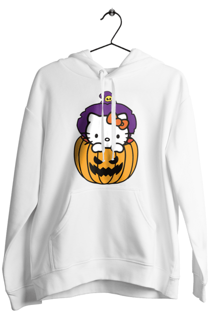 Чоловіче худі з принтом "Хелло Кітті Хелловін". Halloween, hello kitty, witch, бренд, відьма, кіт, кошеня, персонаж, хелло кітті, хелловін. 2070702