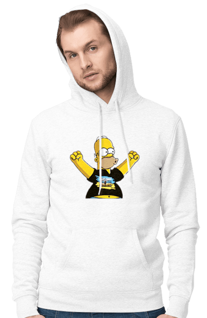 Чоловіче худі з принтом "Сімпсон та російський корабель". Війна, гомер, гомер сімпсон, марка корабель, патріот, перемога, російський корабель, сімпсон, україна. 2070702