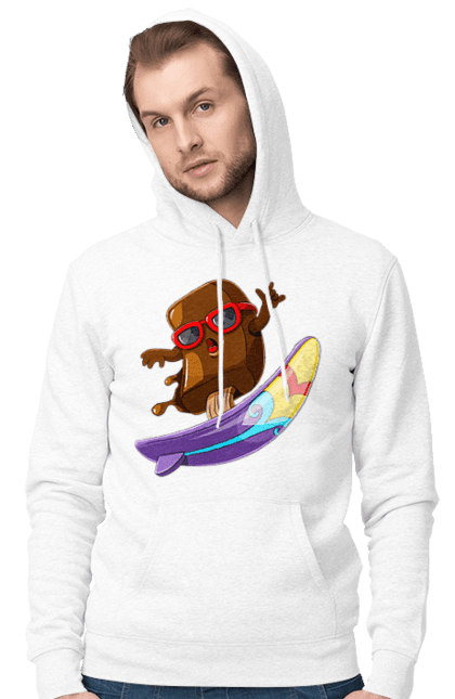 Чоловіче худі з принтом "Мороженко На Серфі". Літо, морозиво, окуляри, серфінг. 2070702