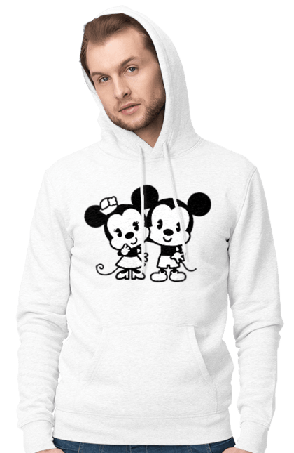 Чоловіче худі з принтом "Міккі Маус та Мінні Маус". Mickey mouse, minnie mouse, дісней, міккі, міккі маус, мінні маус, мультфільм. 2070702