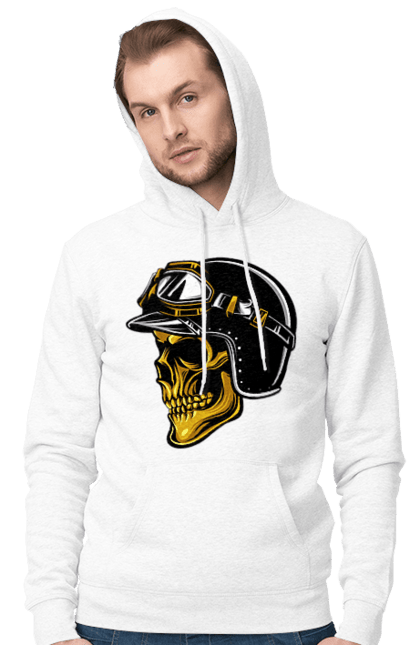 Чоловіче худі з принтом "Череп в мотошоломі". Крутий, очі, череп, шолом. 2070702