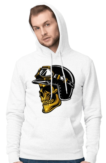 Skull in a motorcycle helmet