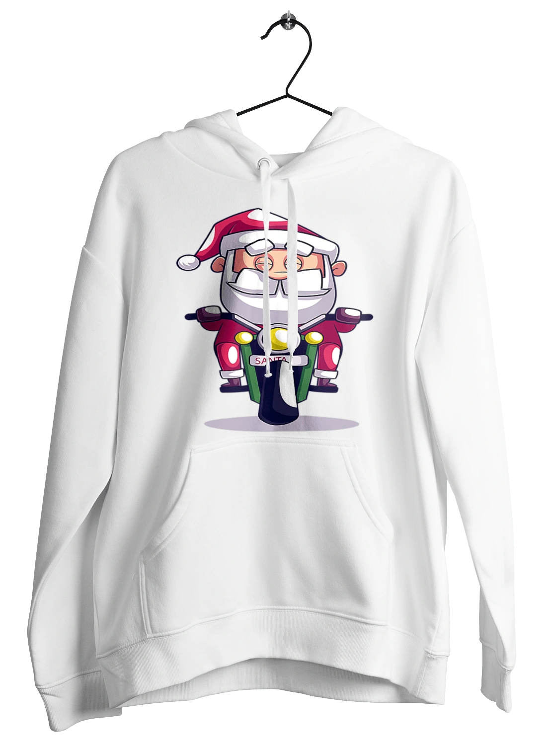 Счастливый санта на мотоцикле