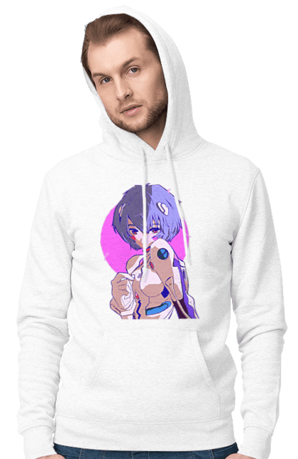 Men's hoodie with prints Evangelion Rei. Anime, evangelion, eve, kaoru, manga, rei ayanami, shinji. 2070702