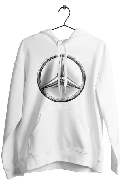 Чоловіче худі з принтом "Mercedes Benz Лого Металік". Авто, автомобіль, логотип мерседес, машини, мерс, мерседес. 2070702