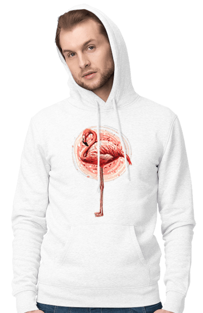 Men`s hoodie with prints Flamingo Art. Animal, flamingo, pink flamingo. 2070702