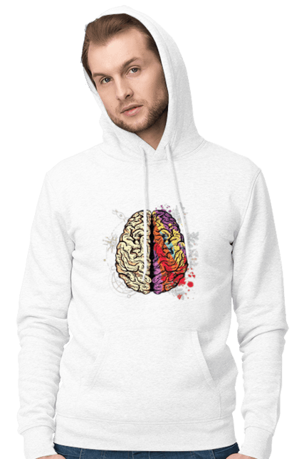 Чоловіче худі з принтом "Творчість та логіка". Бінарний, біткоїн, біткойн, валюта, гроші, крипто, наука, програміст, программист, творчество, техно, хакер, художник, цветной. 2070702