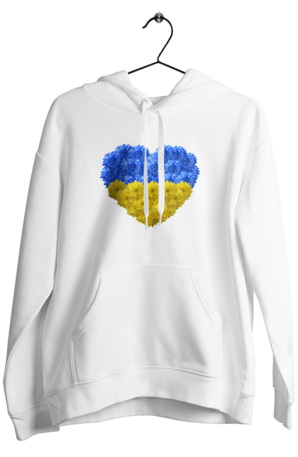Чоловіче худі з принтом "Україна серце квіти". Квіти, любов, незалежність, патріотична символіка, прапор, серце, україна. futbolka.stylus.ua
