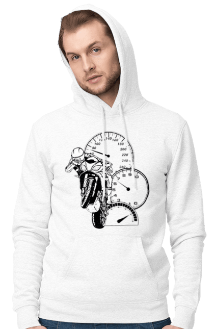 Чоловіче худі з принтом "Мотоцикл Швидкість Чорний". Мото, мотоцикл, розгін, швидкість. 2070702