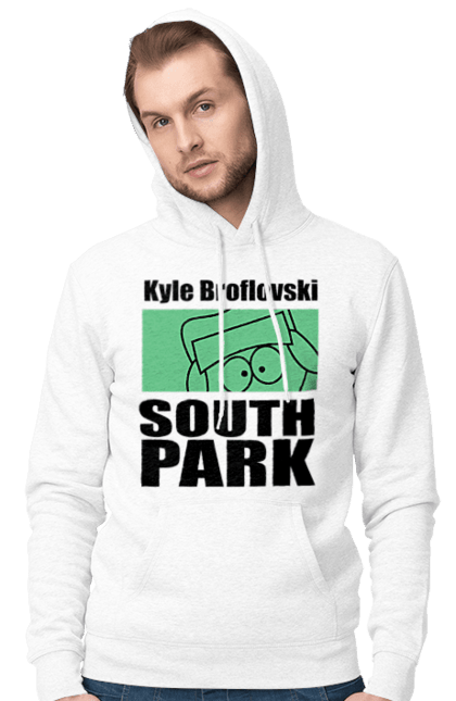 Мужское худи с принтом Южный Парк Кайл. Kyle, kyle broflovski, south park, кайл, кайл брофловски, мультсериал, южный парк. 2070702