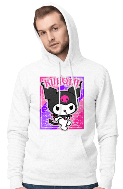 Men's hoodie with prints Hello Kitty Kuromi. Anime, character, hello kitty, kuromi, my melody, sanrio. 2070702