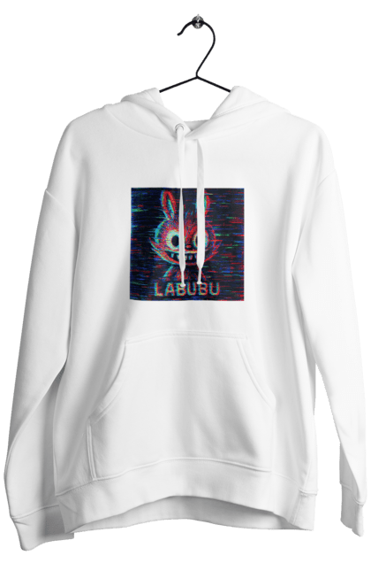 Чоловіче худі з принтом "Лабубу". Crt, rgb, глітч, кіберпанк, лабубу, пікселі, ретро, спотворення, цифрове мистецтво, шум. 2070702